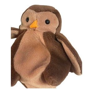 Vintage 1996 Hoot The Owl Ty Beanie Baby PVC Pellets No Hang Tag Retired